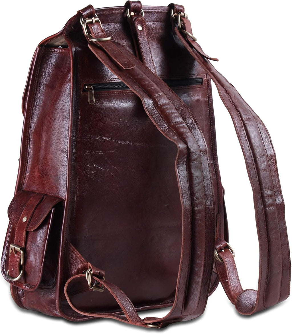 Vintage Full Grain Leather Laptop Backpack E838037