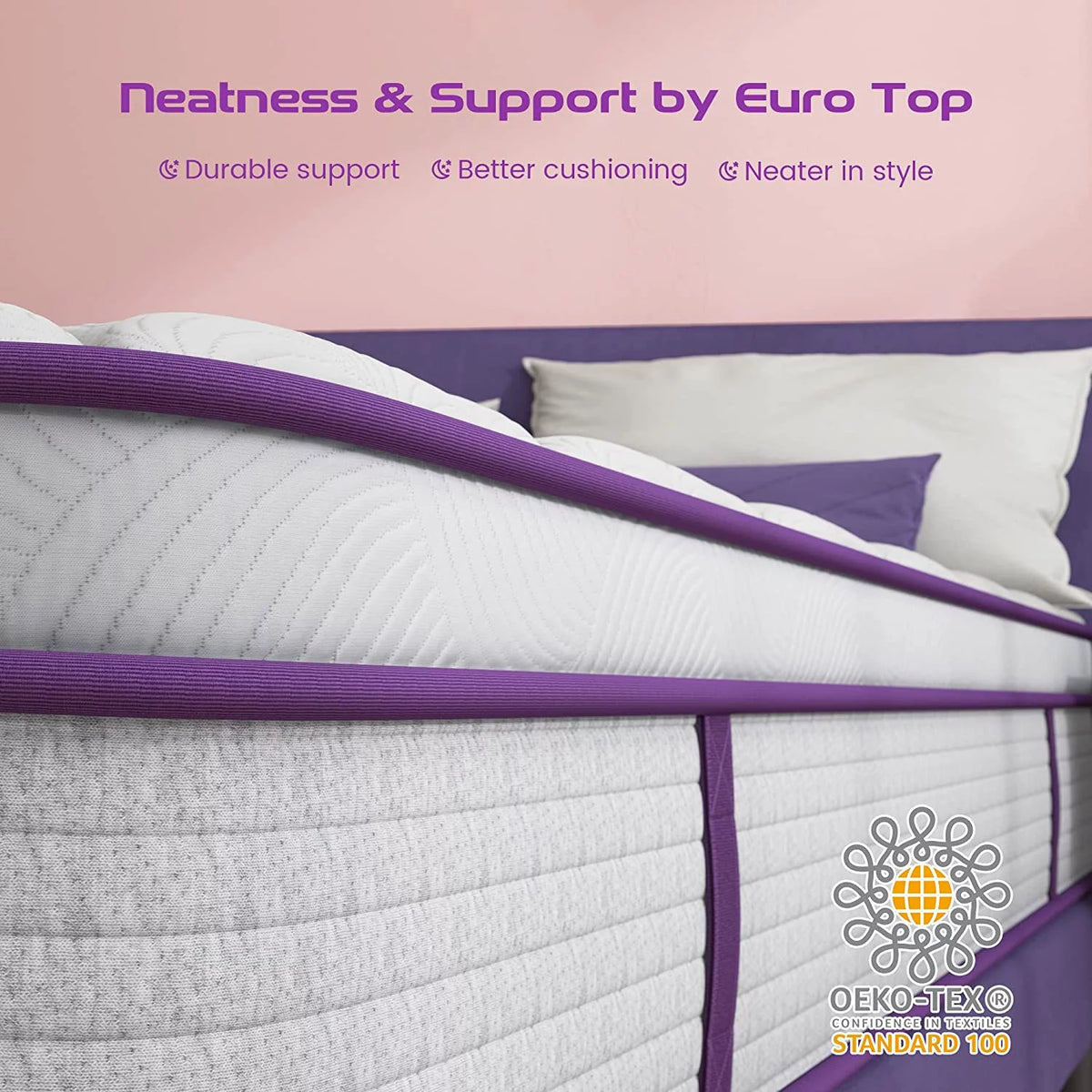 Queen Size Hybrid Mattress, 10 Inch Memory Foam Euro Top, Medium Firm T31957