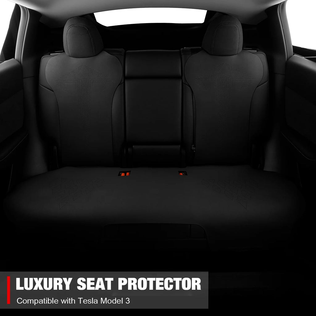 Black Suede Leather Seat Cover Cushions for Tesla Model 3 G409