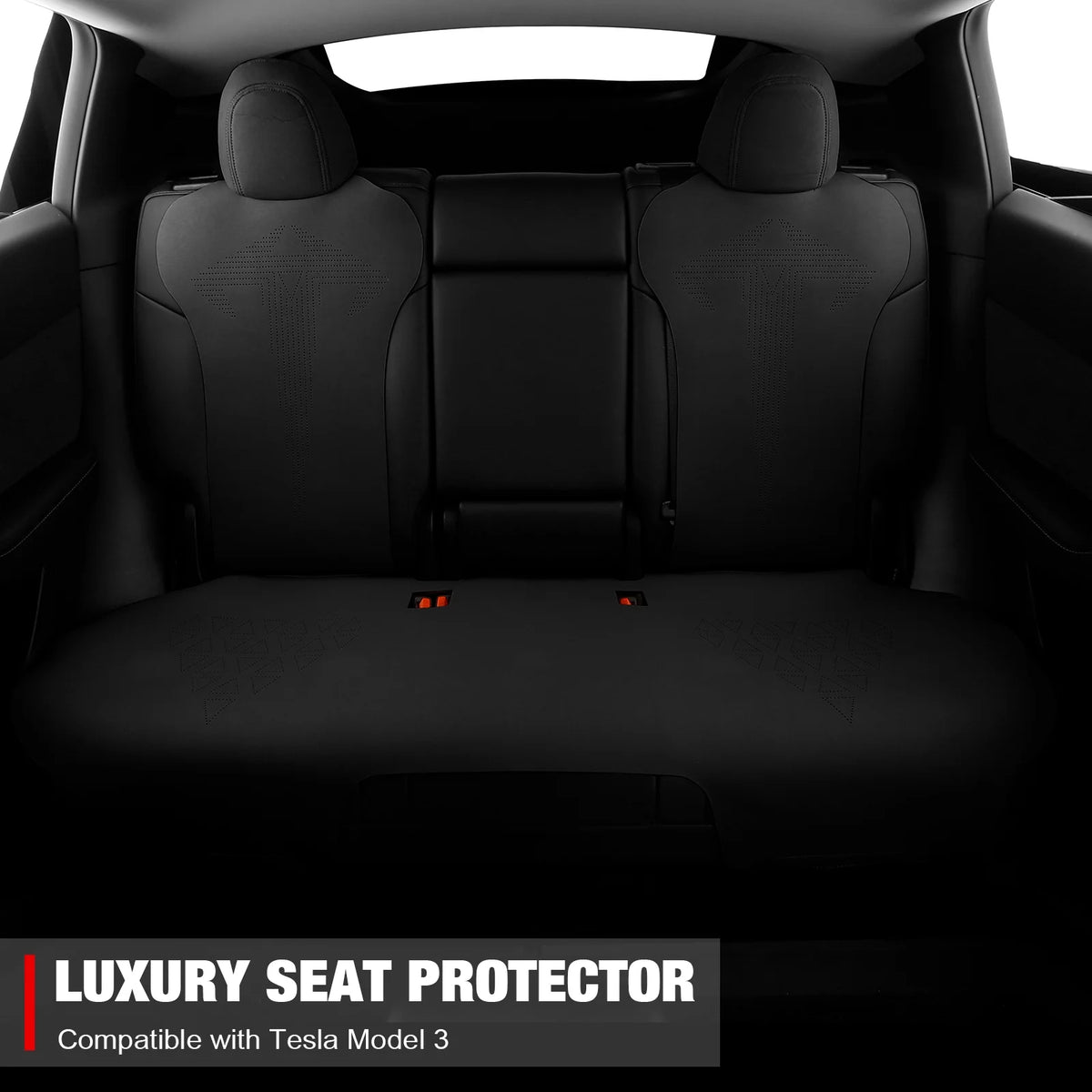 Black Suede Leather Seat Cover Cushions for Tesla Model 3 G409