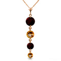 14k Rose Gold Natural Garnets and Citrines Drop Pendant Necklace C148643