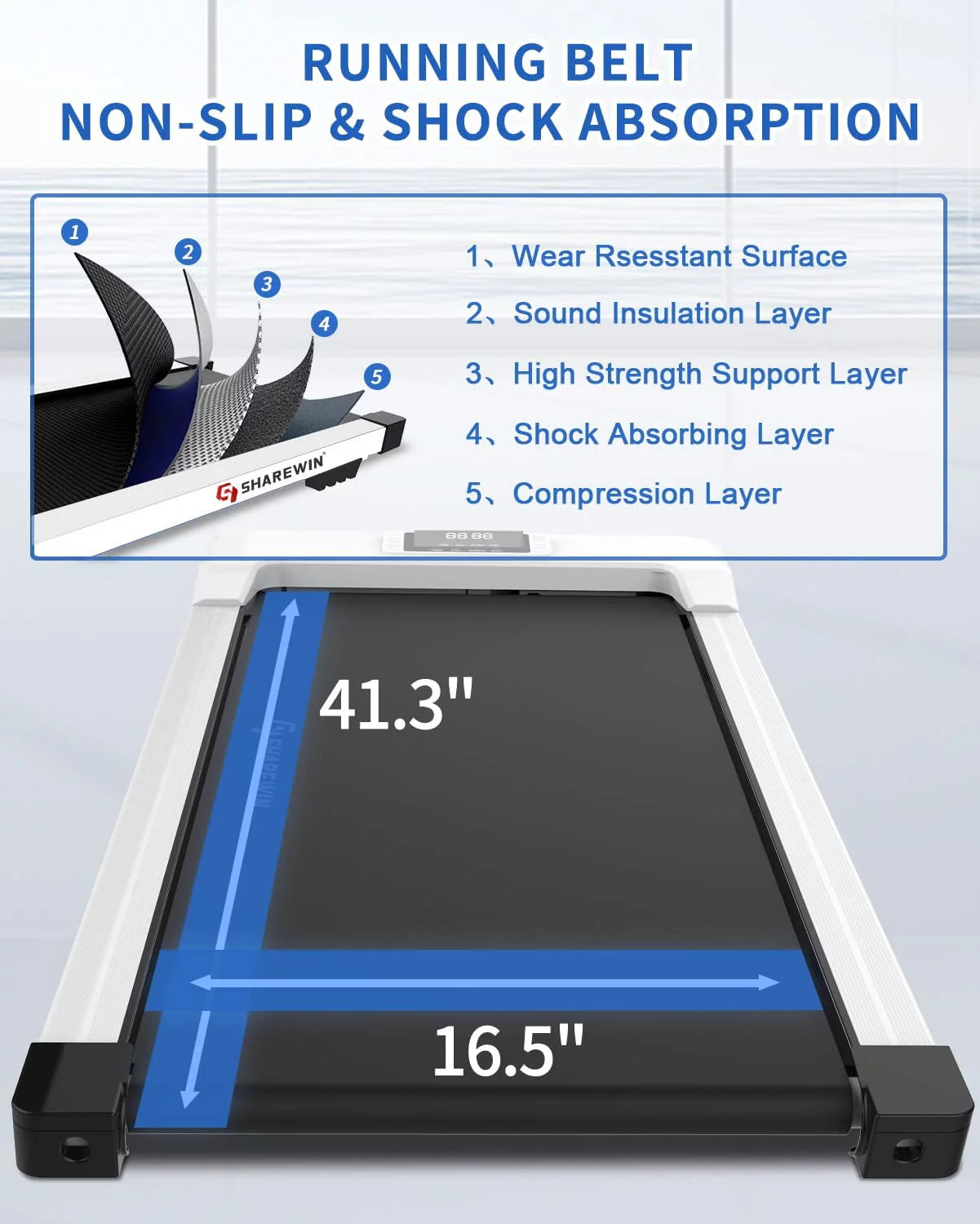 Under Desk Treadmill Walking Pad with Remote Control and LED Display C754323