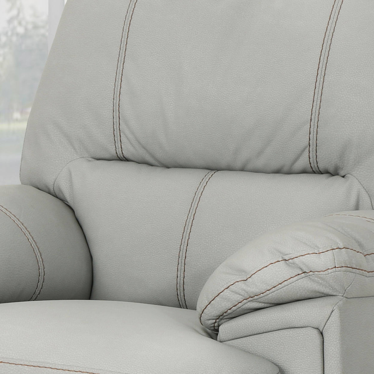Light Grey Leather Swivel Power Recliner H437226