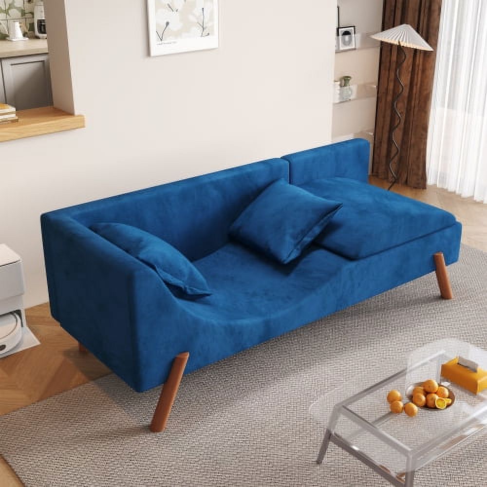 Blue Convertible Sofa Chaise Longue J283