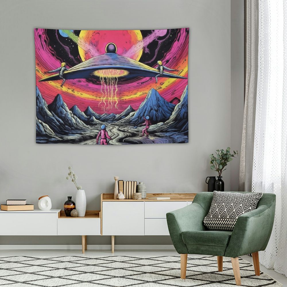 UFO Astronaut Galaxy Space Wall Art Tapestry G893