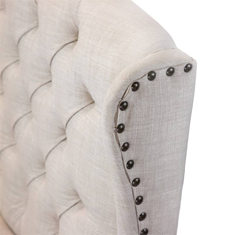 Beige Fabric Tufted Loveseat Bench Q573301
