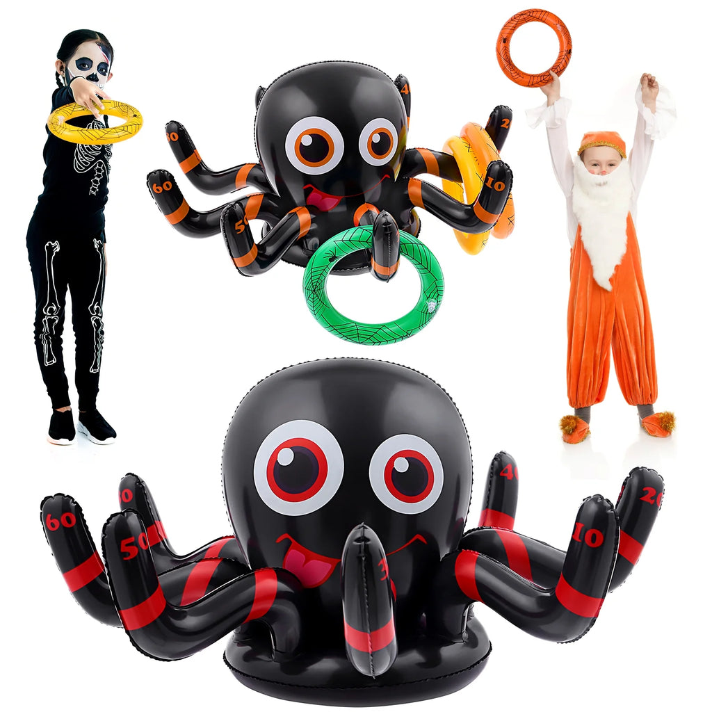 Inflatable Halloween Spider Ring Toss Game with Inflatable Rings Air Pump M47183