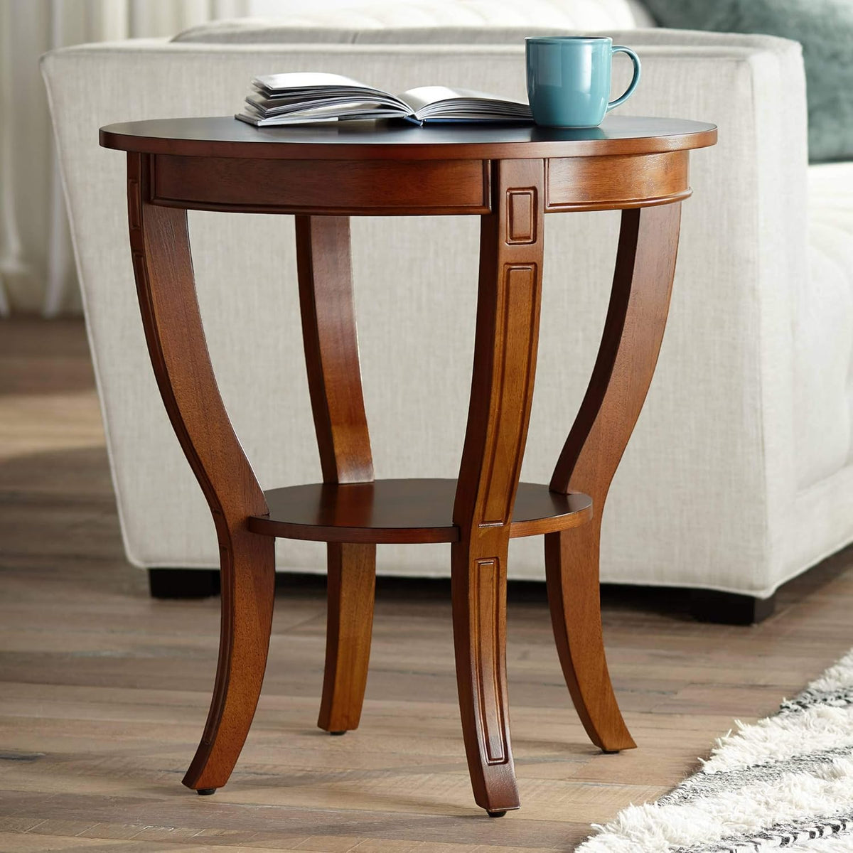 Cherry Wood Round End Table O969359