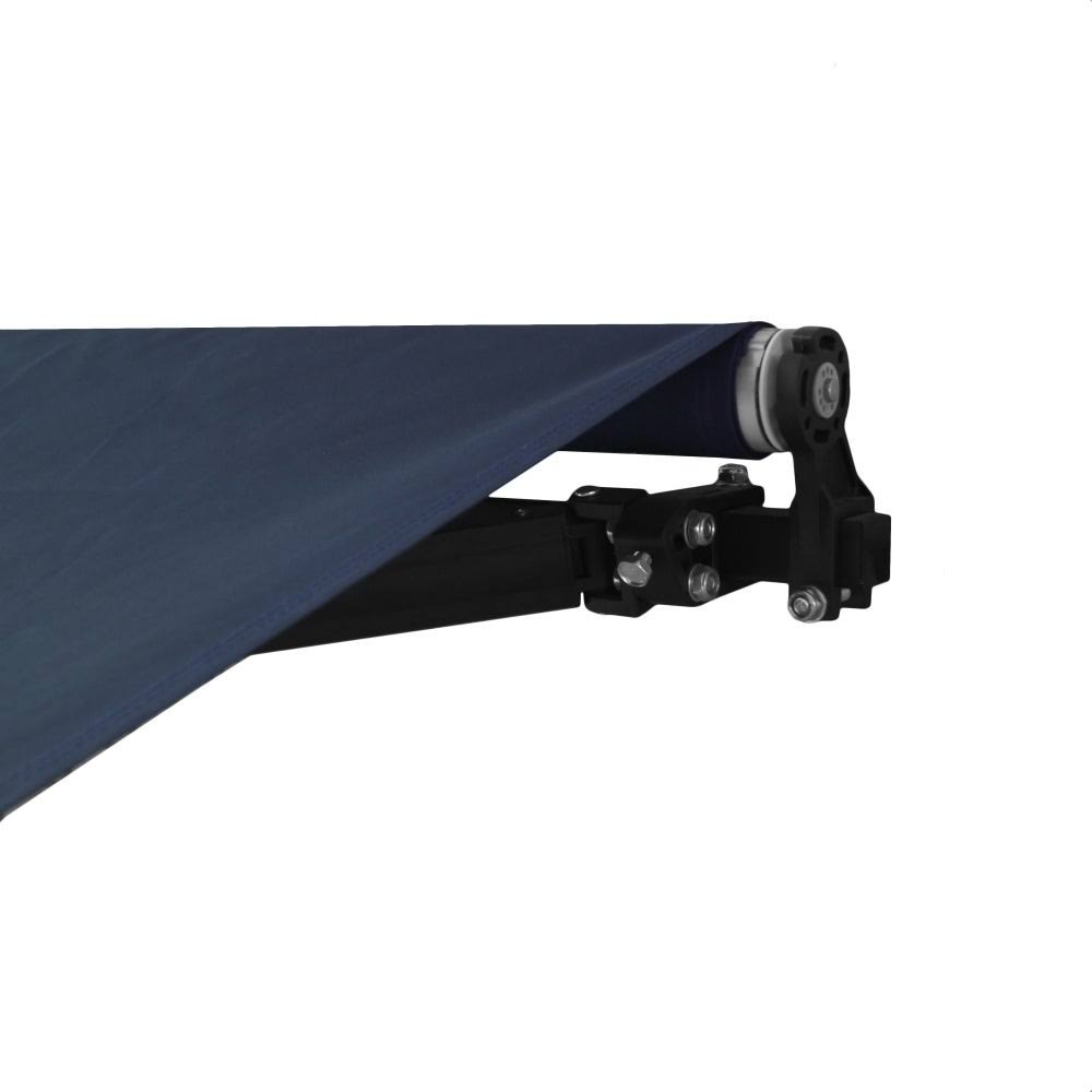 Black Frame Retractable Patio Canopy Awning Blue J1849
