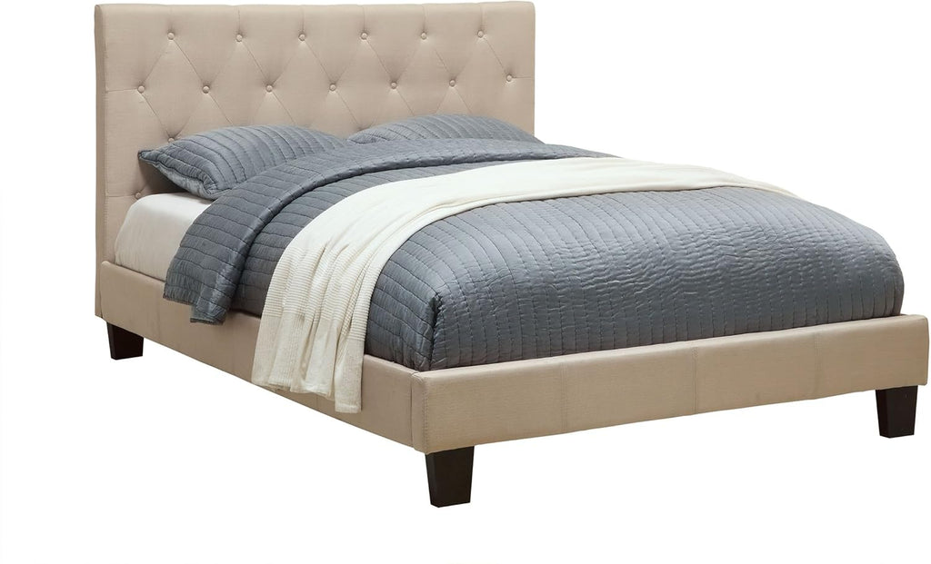 Fabric Full Tufted Platform Bed in Ivory Z242