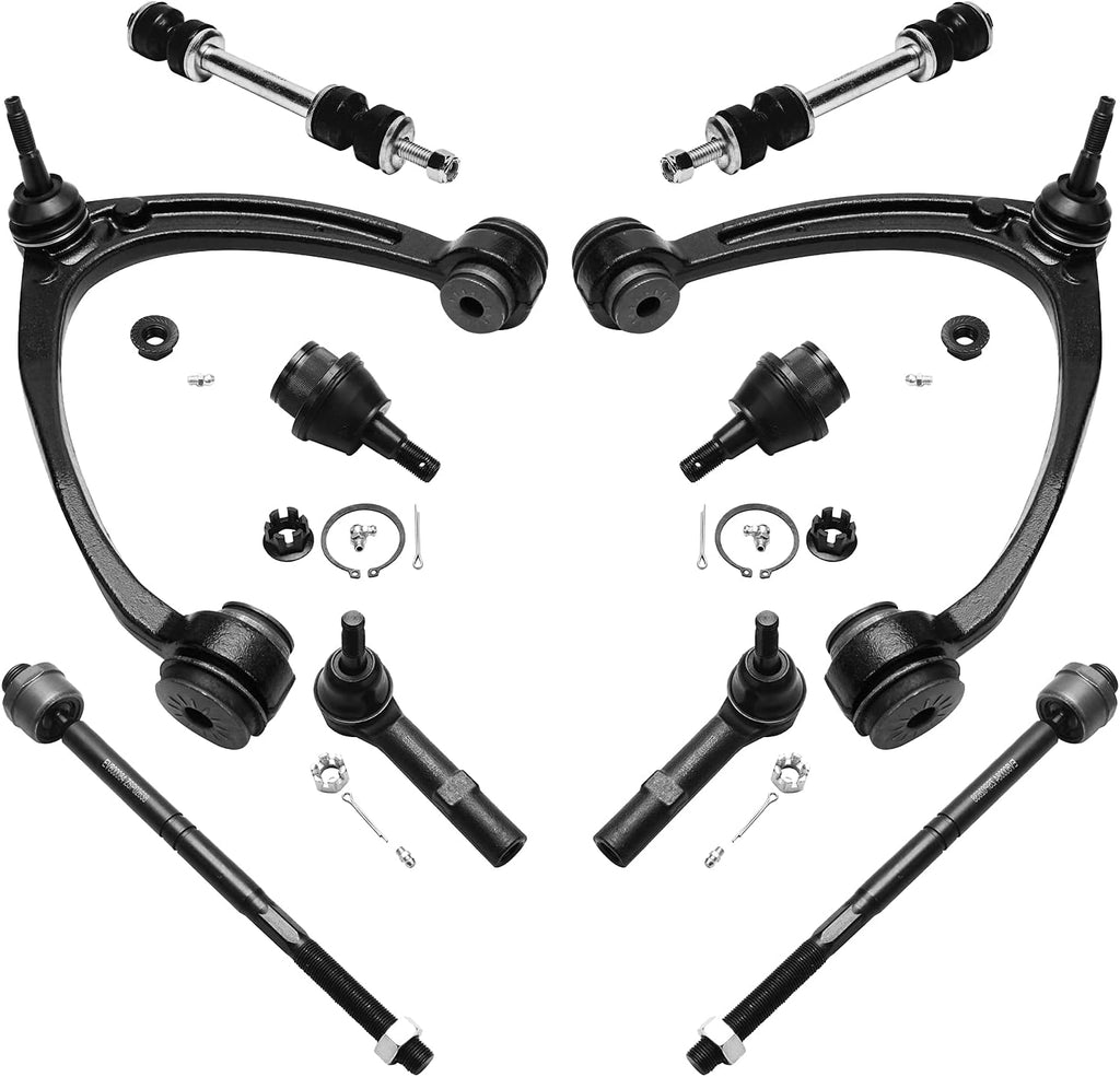 Front Upper Control Arms with Ball Joints Tie Rods Sway Bars 10pc Set V244
