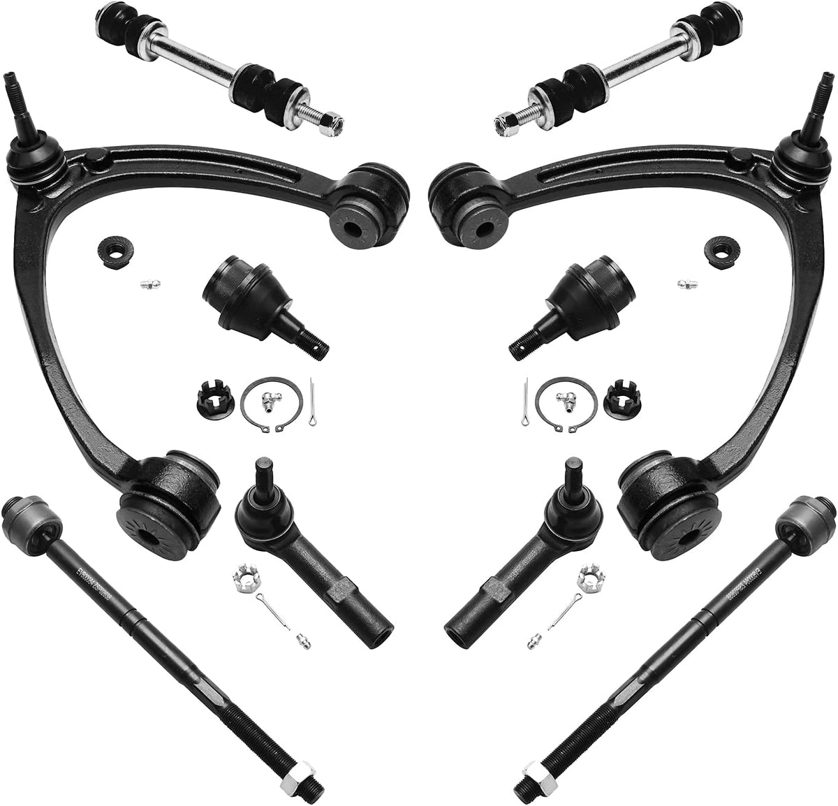 Front Upper Control Arms with Ball Joints Tie Rods Sway Bars 10pc Set V244