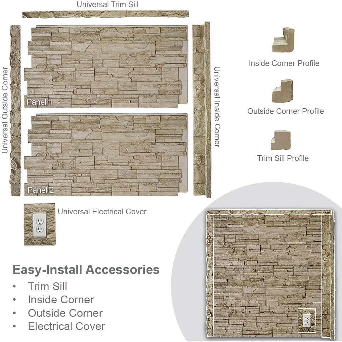Stacked Stone Faux Siding Panel, Autumn Bronze B5888