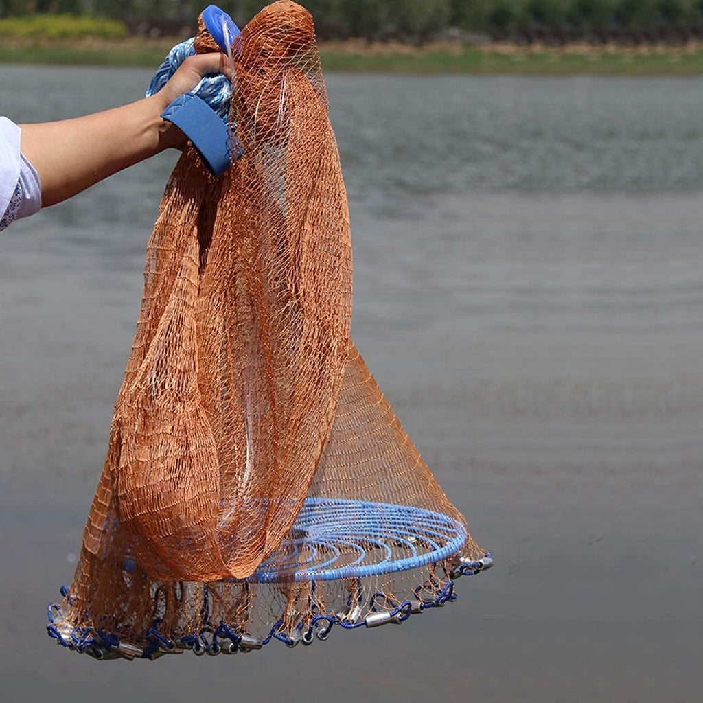Flying Disc Cast Fishing Net with Lead Sinkers (9ft Radius) E65989