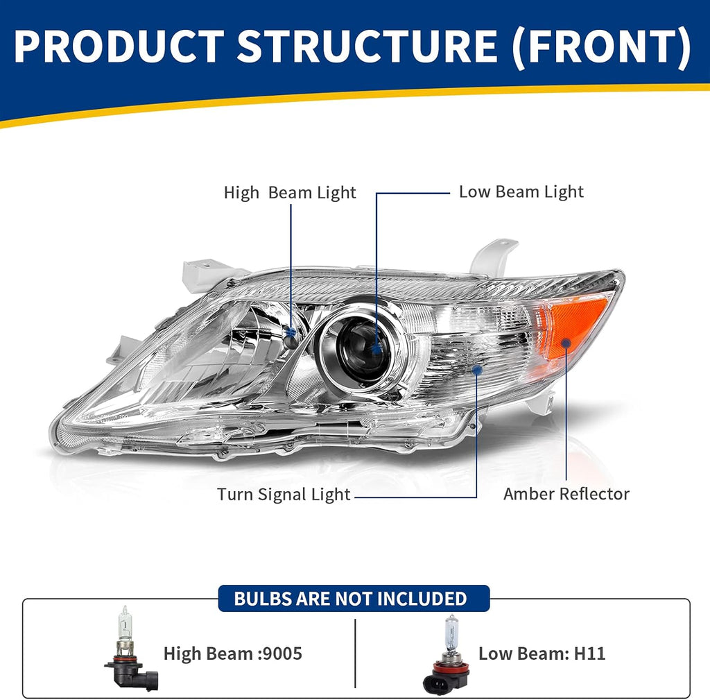 Chrome Housing Amber Reflector Projector Headlights O958270