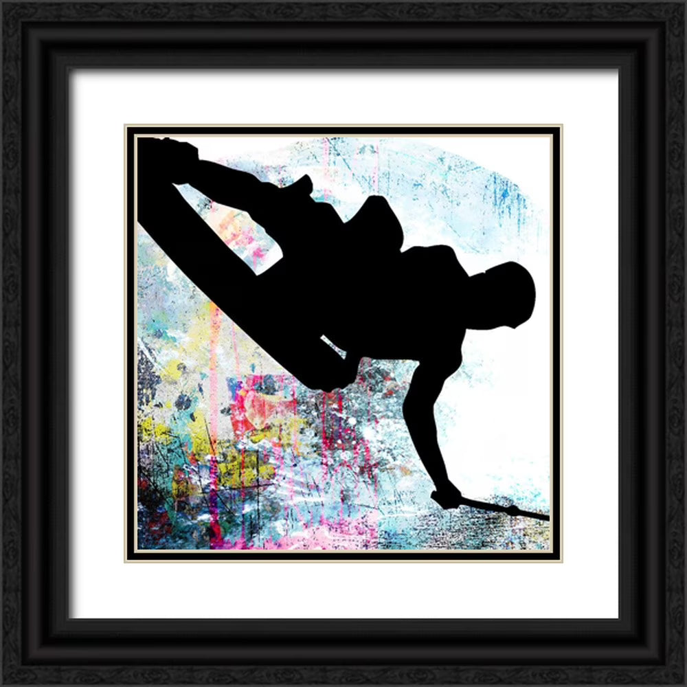 26x26 Black Ornate Wood Framed Art Print K1365