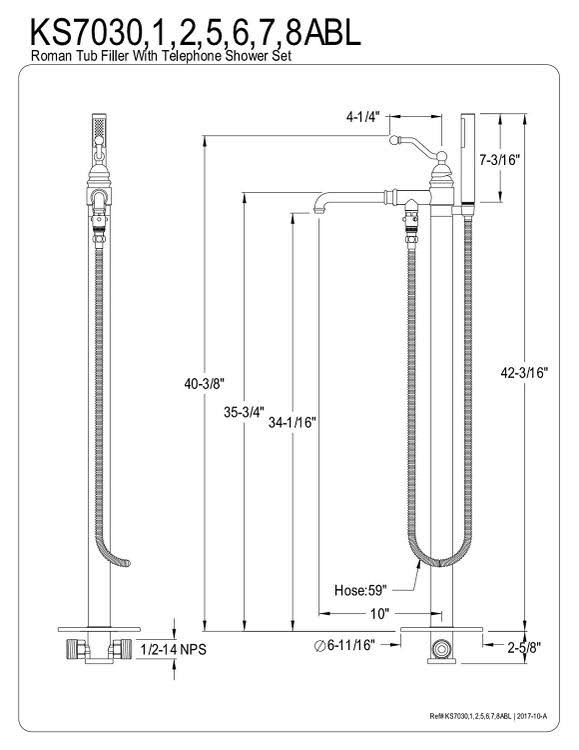 Brushed Brass Freestanding Tub Faucet with Hand Shower I13060