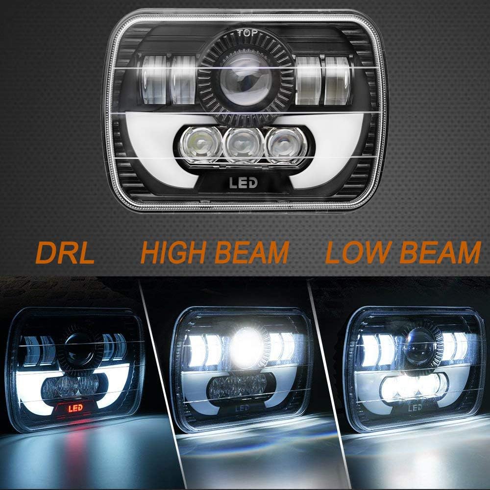 120W Rectangle 7x6 5x7 LED Headlights Sealed Beam H4 Plug L92389