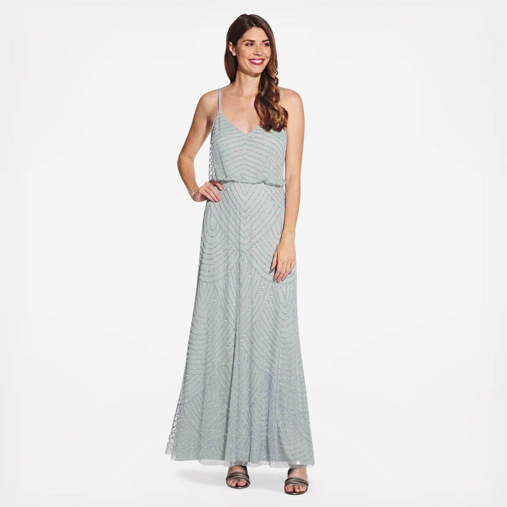 Green Beaded Blouson Gown V478590