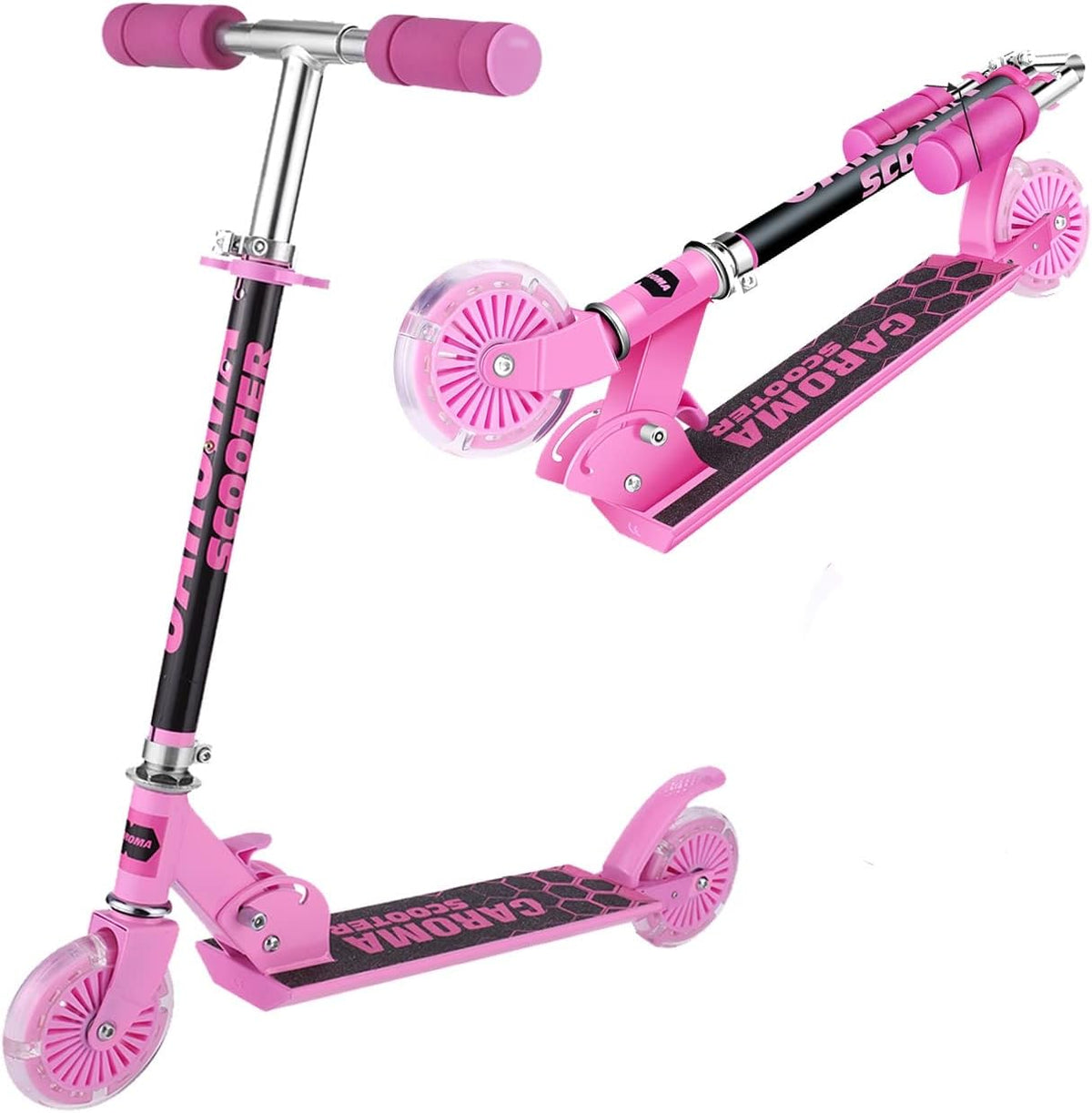 Folding Kick Scooter with Light Up Wheels and Rear Brake R5388