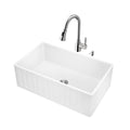 30x22 Matte Stone Farmhouse Kitchen Sink and Stainless-Steel Faucet Set A14082