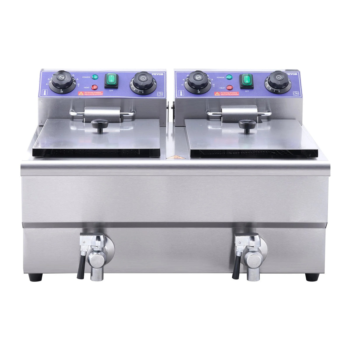 Commercial Electric Deep Fryer, Dual Tanks 3000W Countertop H866
