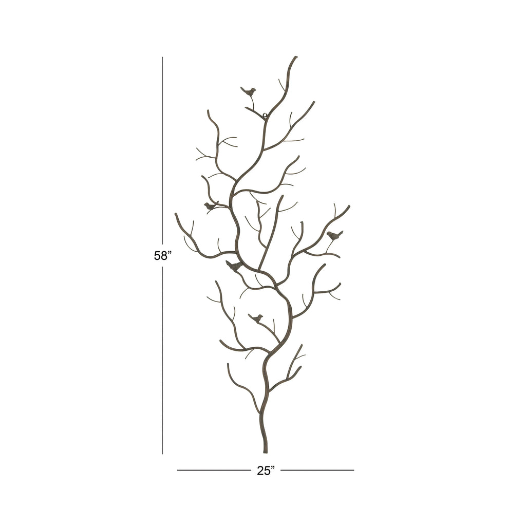 Farmhouse Brown Metal Oversized Tree Wall Décor, 25"W x 58"H V803