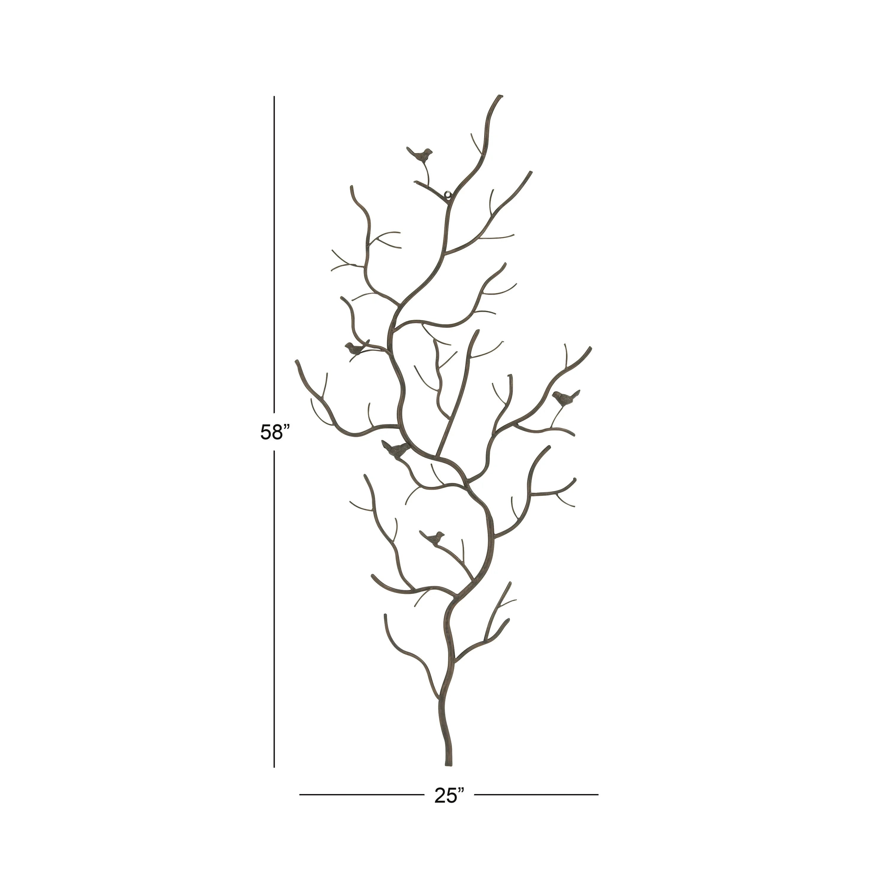 Farmhouse Brown Metal Oversized Tree Wall Décor, 25"W x 58"H V803