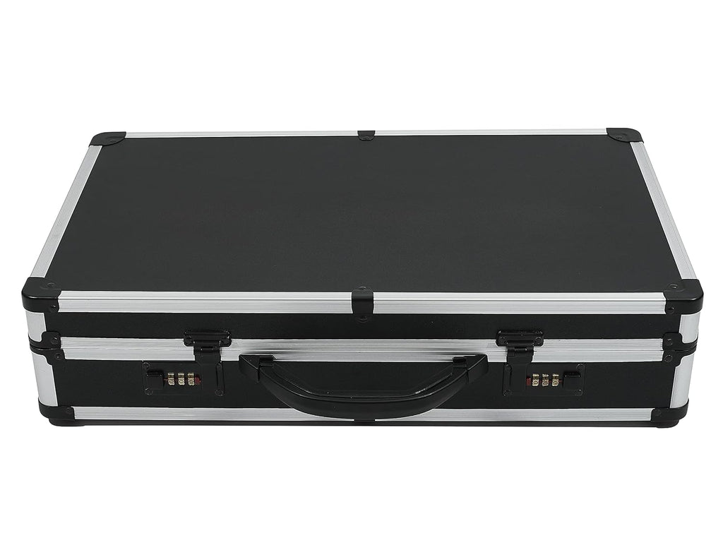 Barber Case Hair Kit Tool Box Organizer Black with Portable Handle and Secure Numlock, Aluminum Frame and Reinforced Fillet 21" x 13" x 4.5" U687