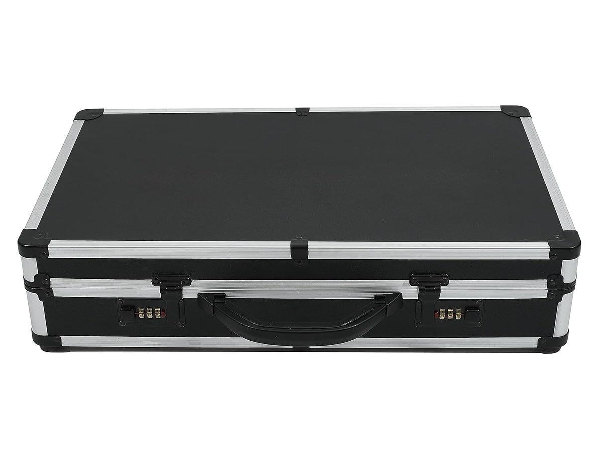 Barber Case Hair Kit Tool Box Organizer Black with Portable Handle and Secure Numlock, Aluminum Frame and Reinforced Fillet 21" x 13" x 4.5" U687