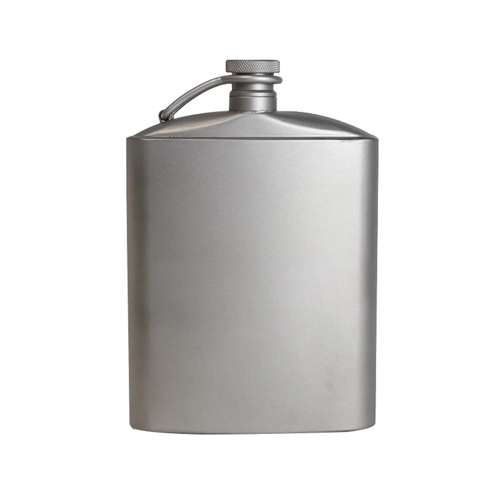 Titanium Flask Hip Flagon with Screw Clip Ultralight Hydration Flat Bottle with Ti Funnel K7368