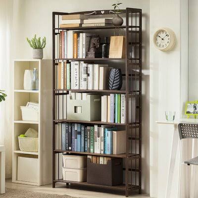 Solid Wood Etagere Bookcase 6 Shelves L832441