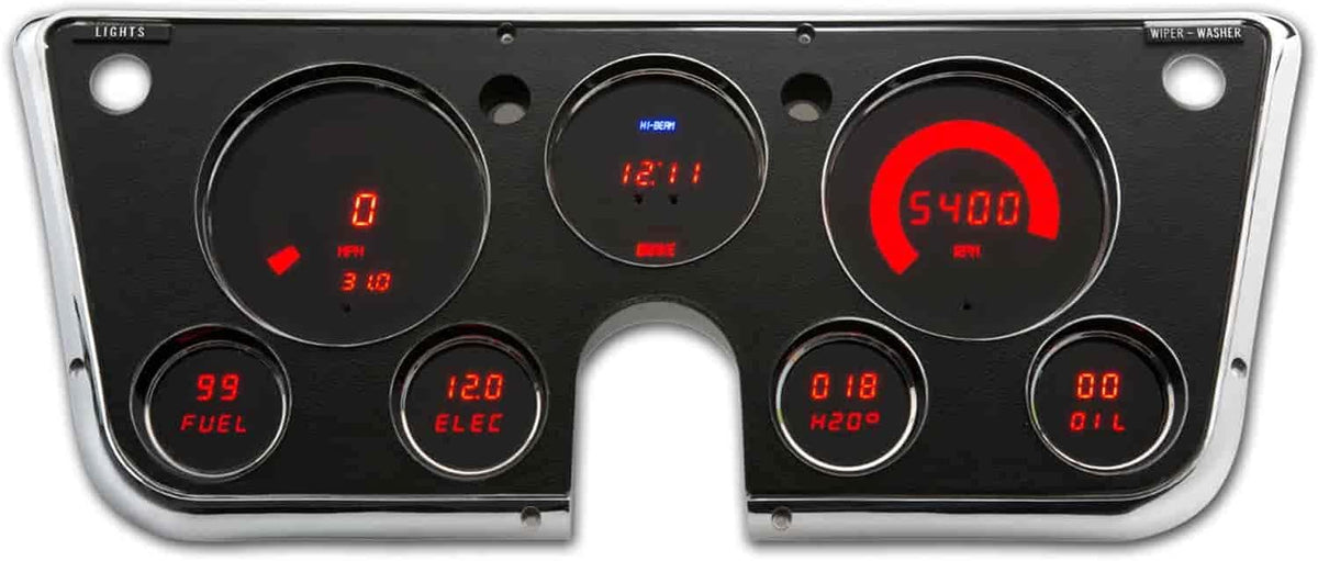 67 - 72 Chevy Truck Dash Panel Replacement Gauge with Bright Green LEDs C330