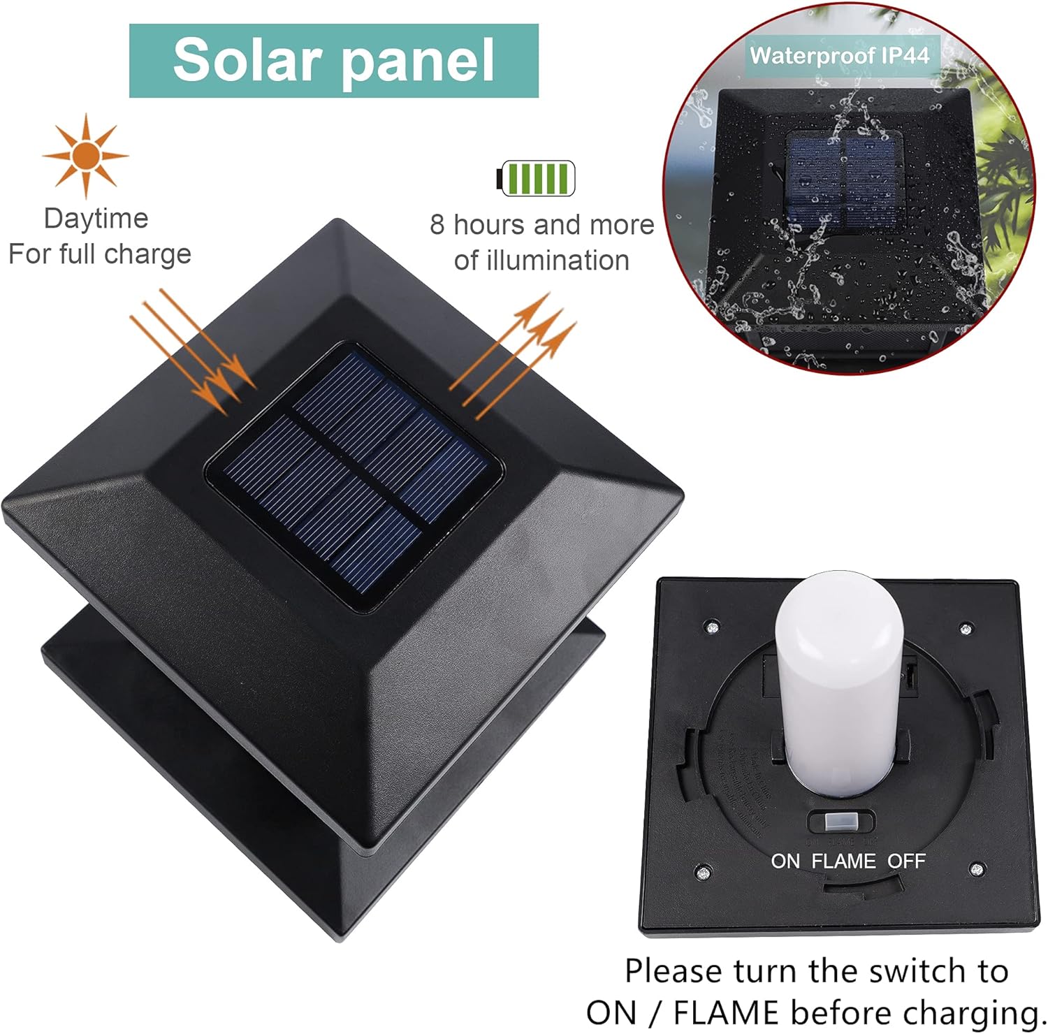 6 Pack Solar Flame Post Lights M822