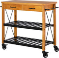 Kitchen Island Cart with 2 Drawers and Open Storage Shelves R12310