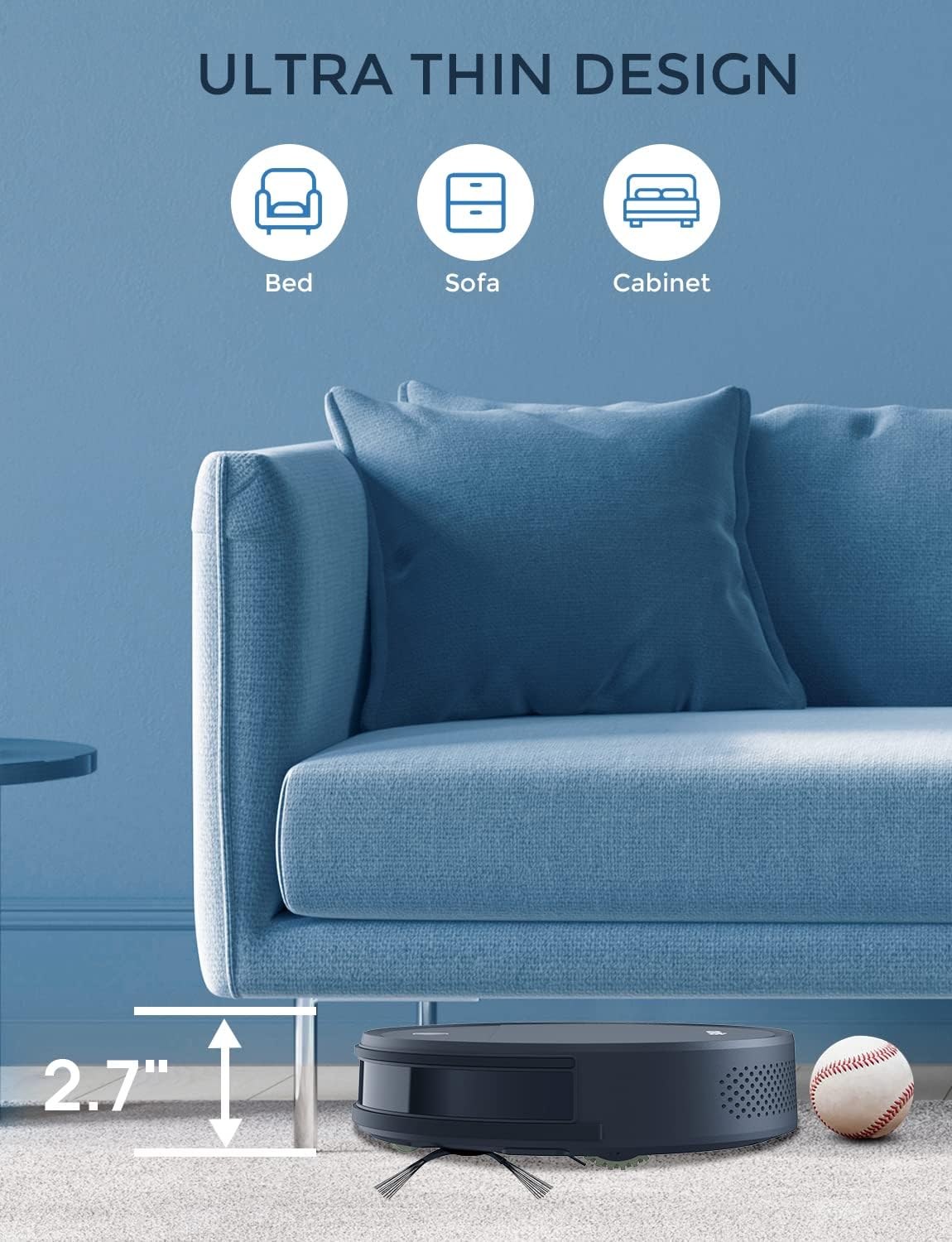 2500Pa Robot Vacuum Cleaner with Self-Charge, 150min Runtime I376