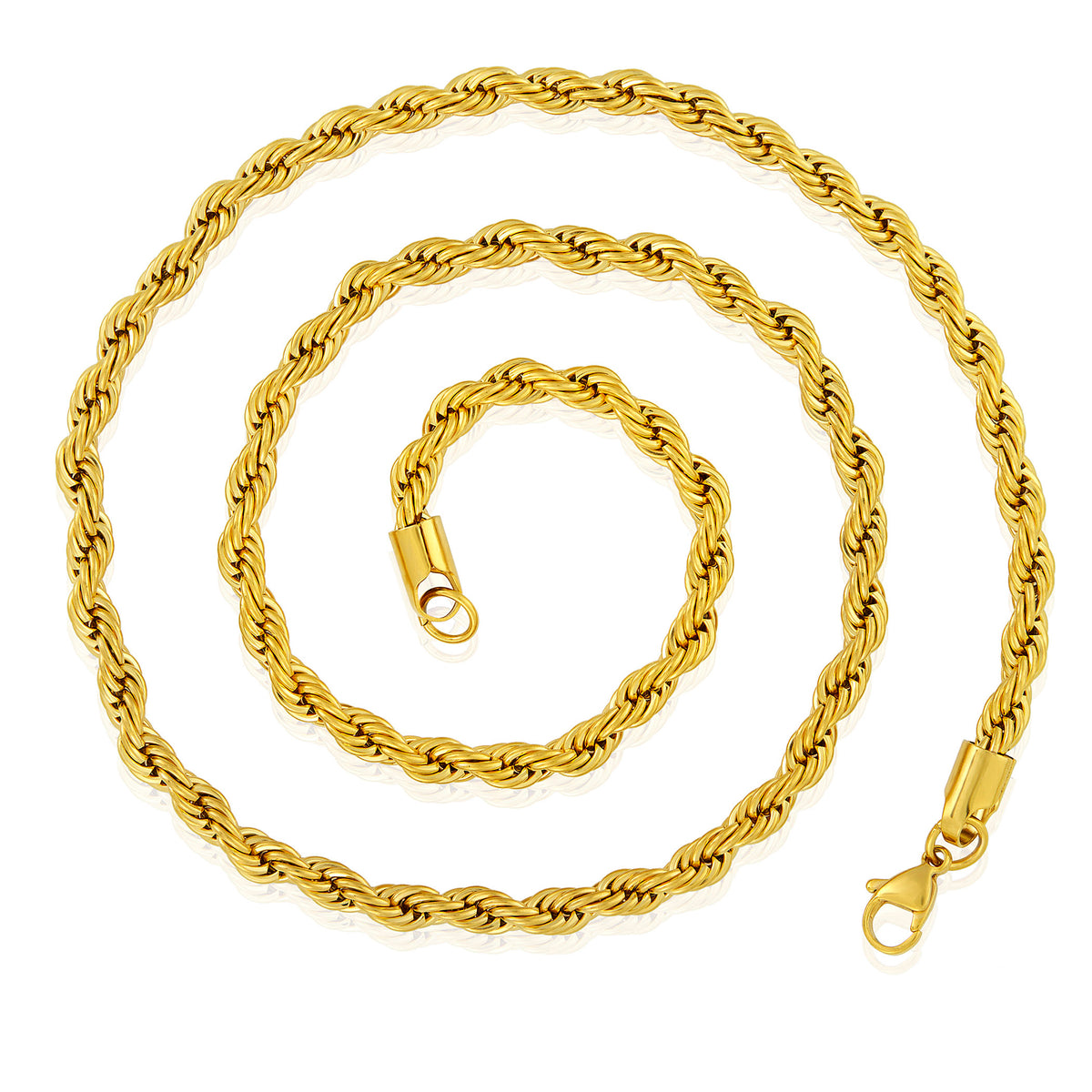 Gold Plated Stainless Steel Rope Chain Necklace 6mm 26" B902