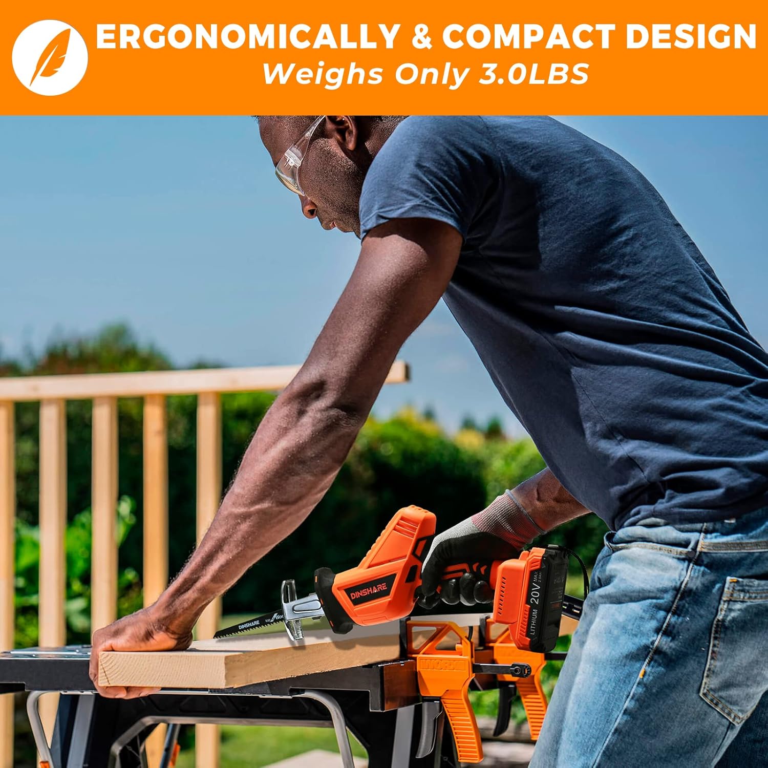 Cordless Reciprocating Saw, 20V 2.0Ah, 6 Saw Blades, Pack of 2 T62100