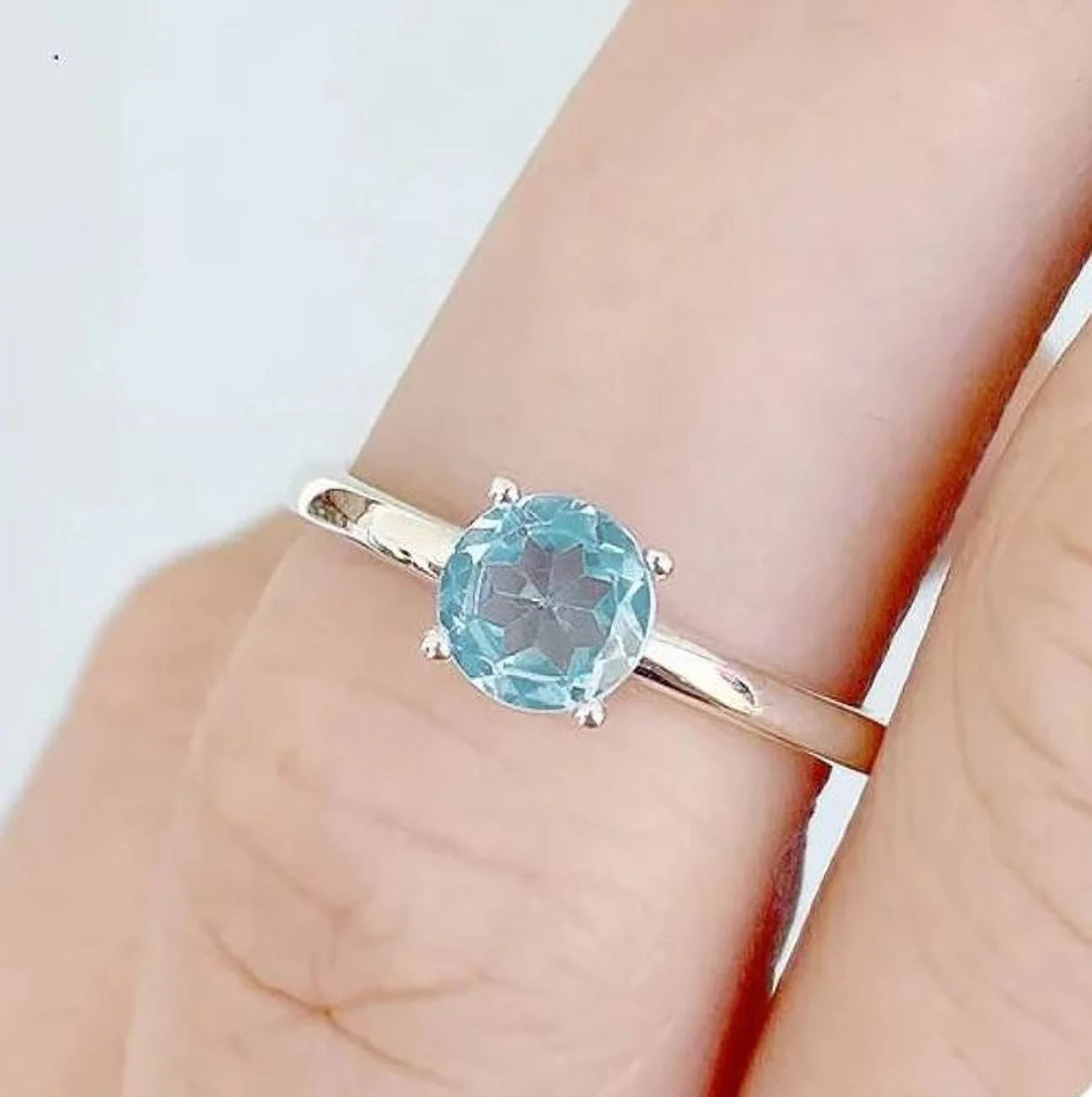 Topaz Solitaire Ring 925 Sterling Silver Gemstone Jewelry E669