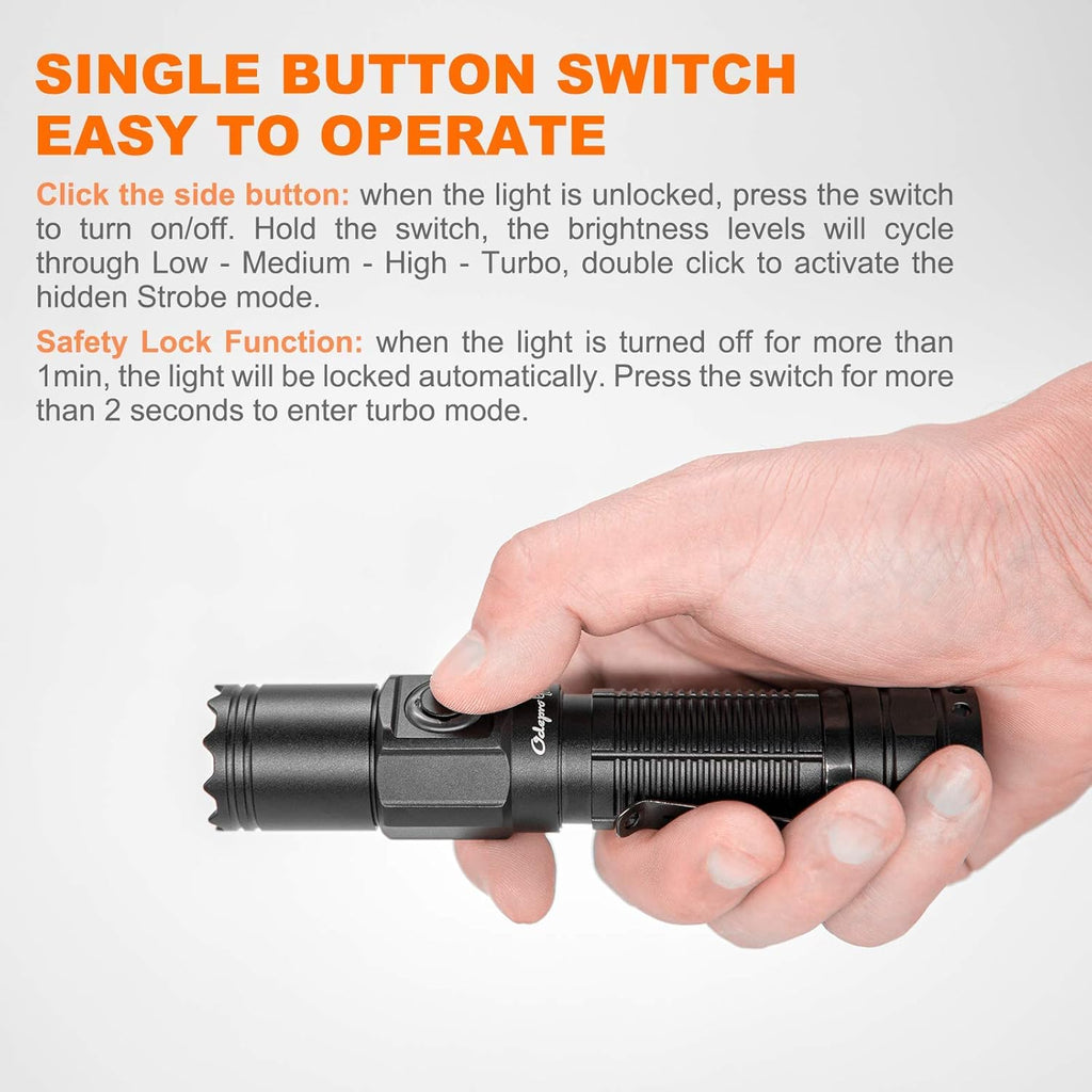 1200 Lumen LED Rechargeable Flashlight with Power Display, IP67 Waterproof, 5 Light Modes E59387