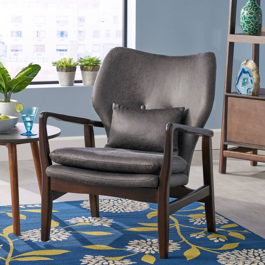 Brown and Dark Espresso Fabric Club Chair A94116