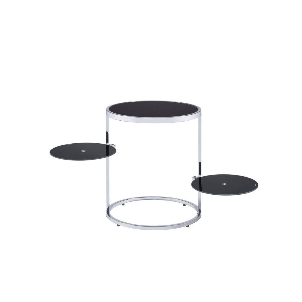 Black & Chrome Finish Side Table Y672435