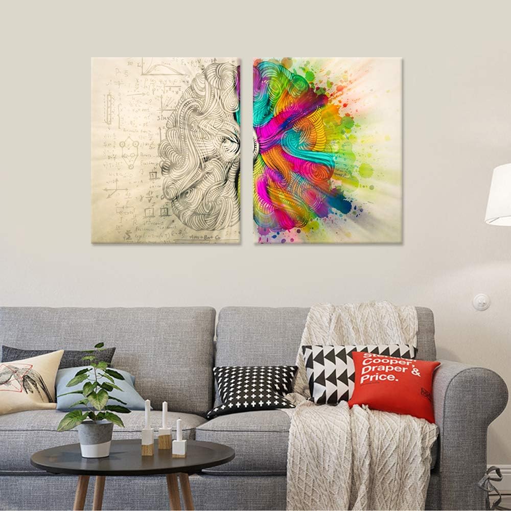 Modern Abstract Canvas Wall Art 2 Panel Set Stretched and Framed Ready to Hang 16''x20''x2pcs Y72583