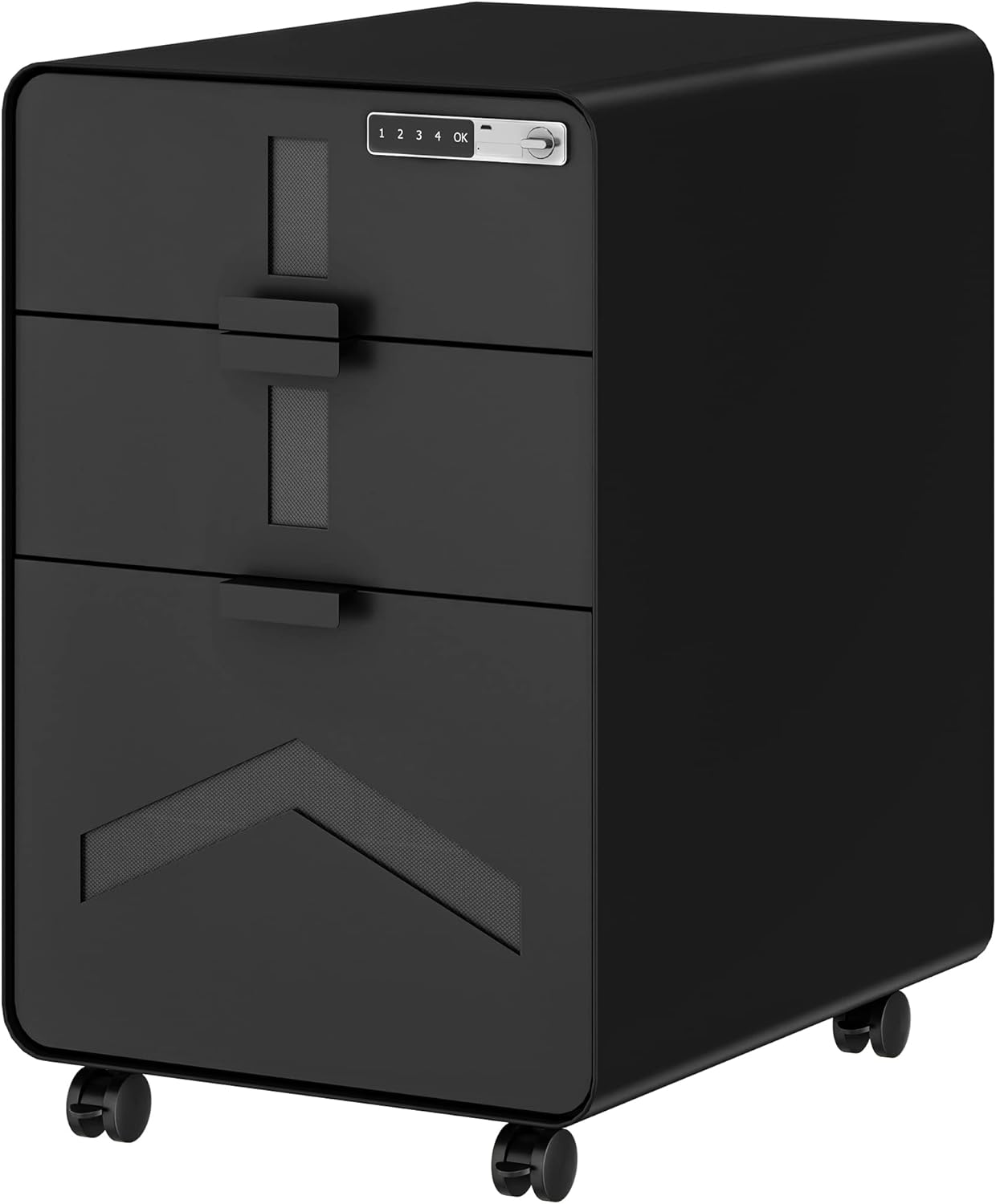 Black 3-Drawer Rolling File Cabinet with Smart Lock M5189
