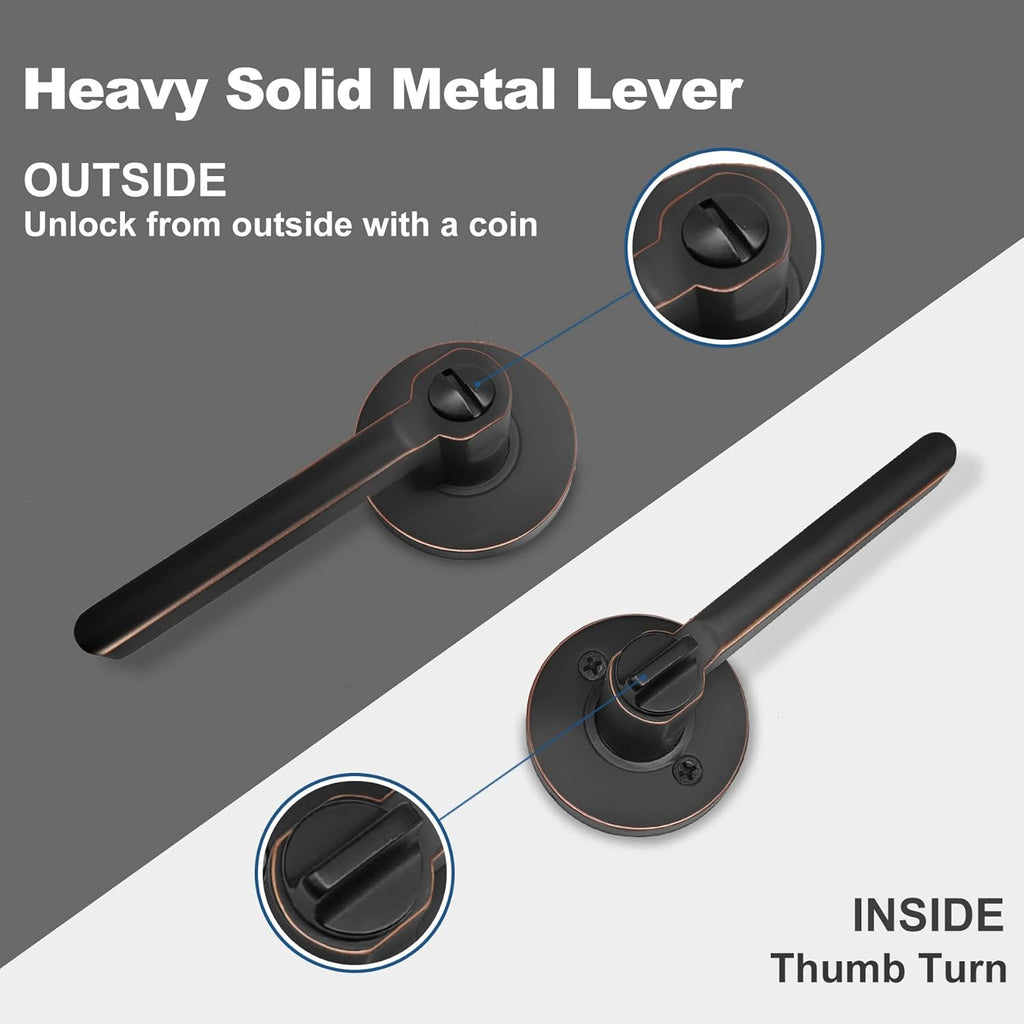 Oil Rubbed Bronze Privacy Door Handle with Removable Latch Plate B210