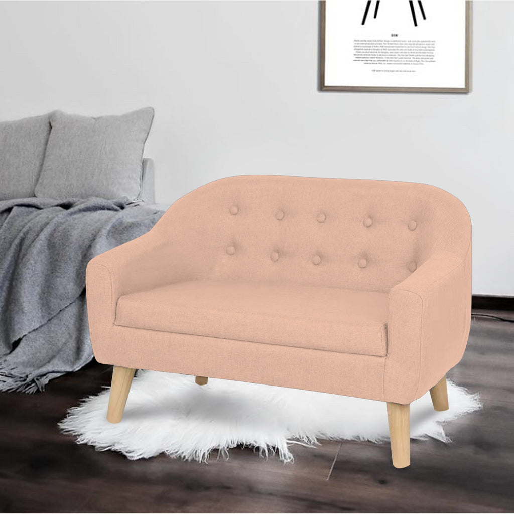 Pink Wood Leg Mini Sofa A53269