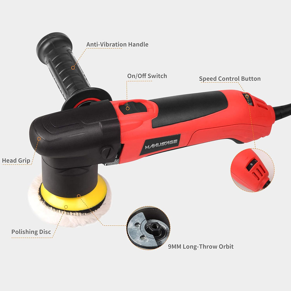 3-Inch Dual Action Car Polisher with 4 Foam & 1 Wool Pads M325