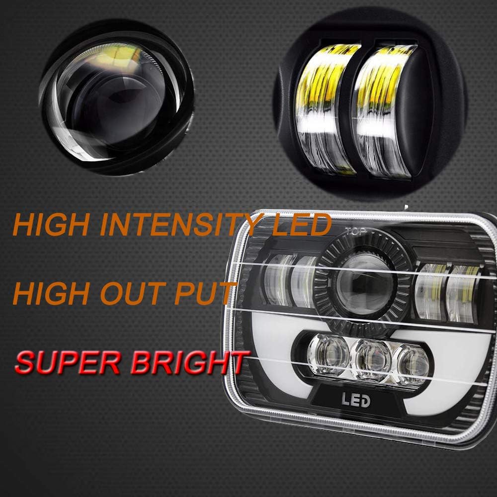 120W Rectangle 7x6 5x7 LED Headlights Sealed Beam H4 Plug L92389