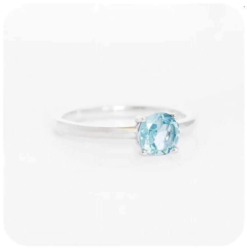 Topaz Solitaire Ring 925 Sterling Silver Gemstone Jewelry E669