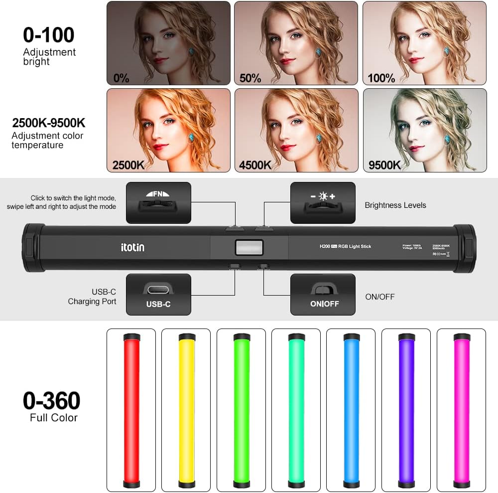 RGB LED Video Light Wand with Tripod Stand F840123